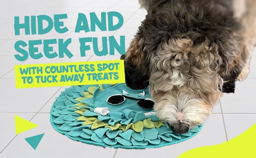 18” Dragon Dog Sniffing Mat  Easy to Clean Fleece Snuffle Mat for Dogs
