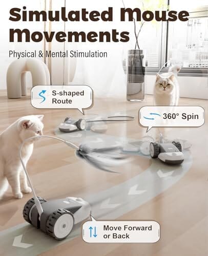 3-in-1 Interactive Cat Toy - 2-Speed Automatic Moving Mouse Cat Toys