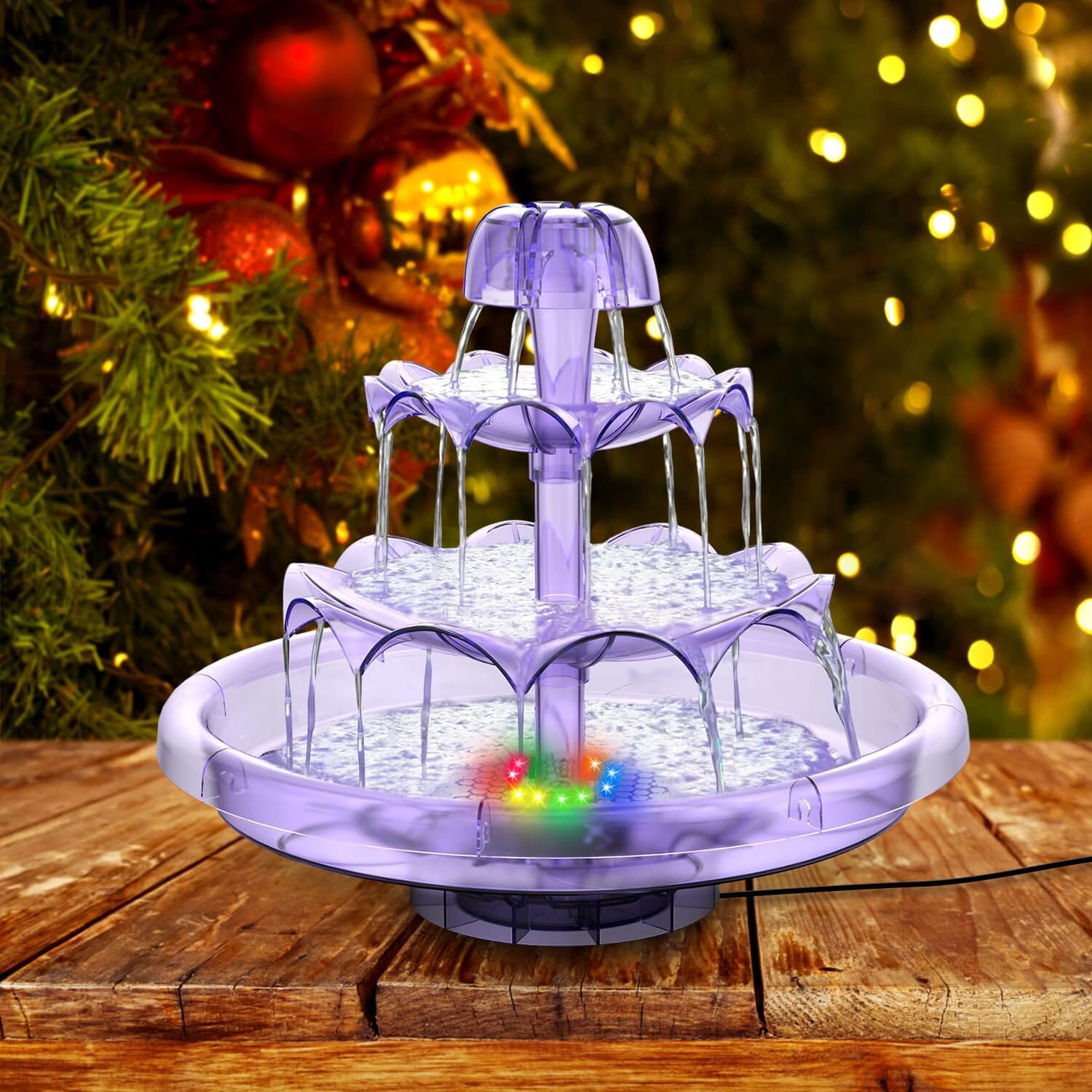 3 Tier DIY Solar Fountain with 24-Hours Working and Lights