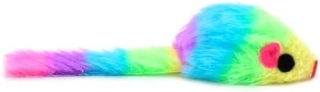 36PCS 1.8' Rainbow Color Furry Cat Toy Mice with Rattle Kitten Mouse Interactive Play