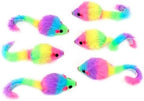 36PCS 1.8' Rainbow Color Furry Cat Toy Mice with Rattle Kitten Mouse Interactive Play
