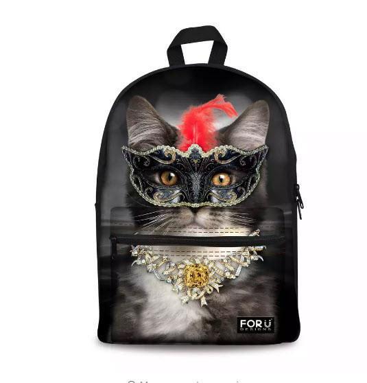 3D Cat BackPack Bag With Laptop Compartment Cat Design Bags Pet Clever Princess 