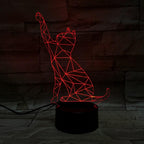 3D Cat Changeable Color LED Lamp Home Decor Cats Pet Clever 