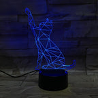 3D Cat Changeable Color LED Lamp Home Decor Cats Pet Clever 