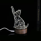 3D Cat Changeable Color LED Lamp Home Decor Cats Pet Clever With Remote Control 