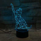 3D Cat Changeable Color LED Lamp Home Decor Cats Pet Clever 