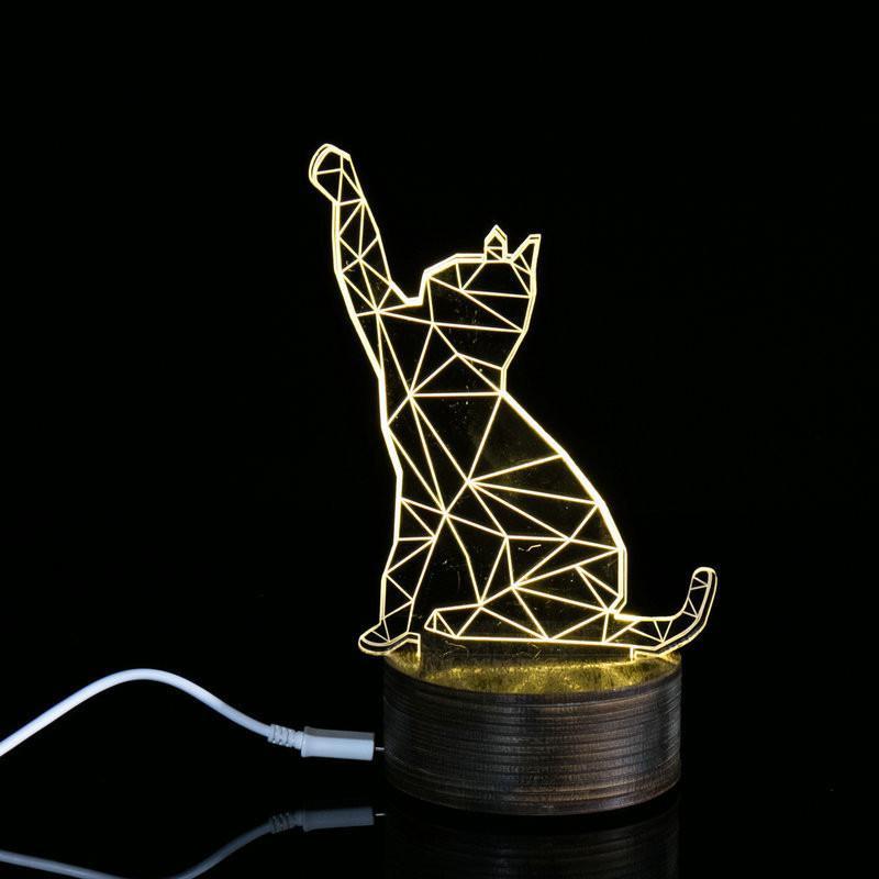 3D Cat Changeable Color LED Lamp Home Decor Cats Pet Clever Manually Change Colors 