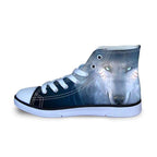 3D Wolf Printed Women Canvas Lace Up Shoes Dog Design Footwear Pet Clever 3 
