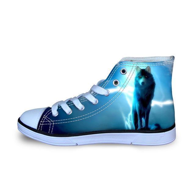 3D Wolf Printed Women Canvas Lace Up Shoes Dog Design Footwear Pet Clever 5 