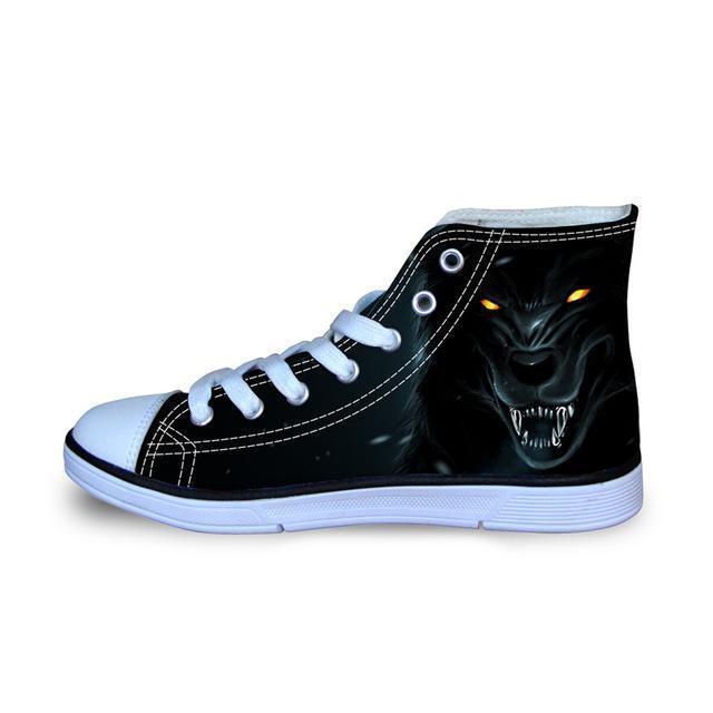 3D Wolf Printed Women Canvas Lace Up Shoes Dog Design Footwear Pet Clever 4 