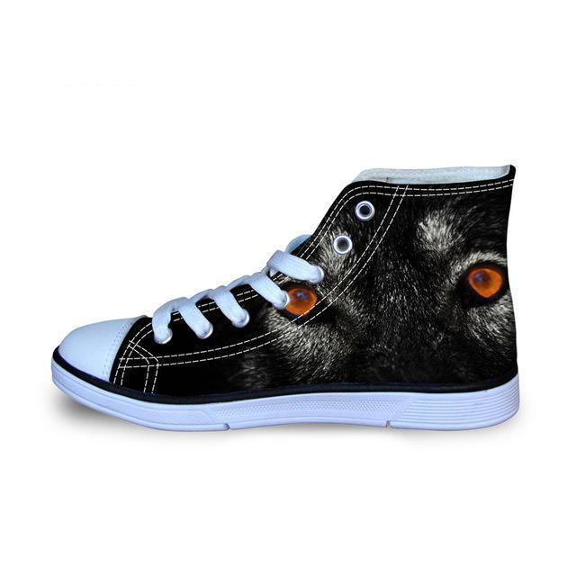 3D Wolf Printed Women Canvas Lace Up Shoes Dog Design Footwear Pet Clever 6 