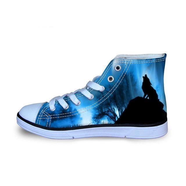 3D Wolf Printed Women Canvas Lace Up Shoes Dog Design Footwear Pet Clever 8 