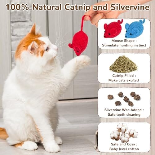 6 Woolen Yarn Crochet Mouse Catnip Toys for Indoor Cats