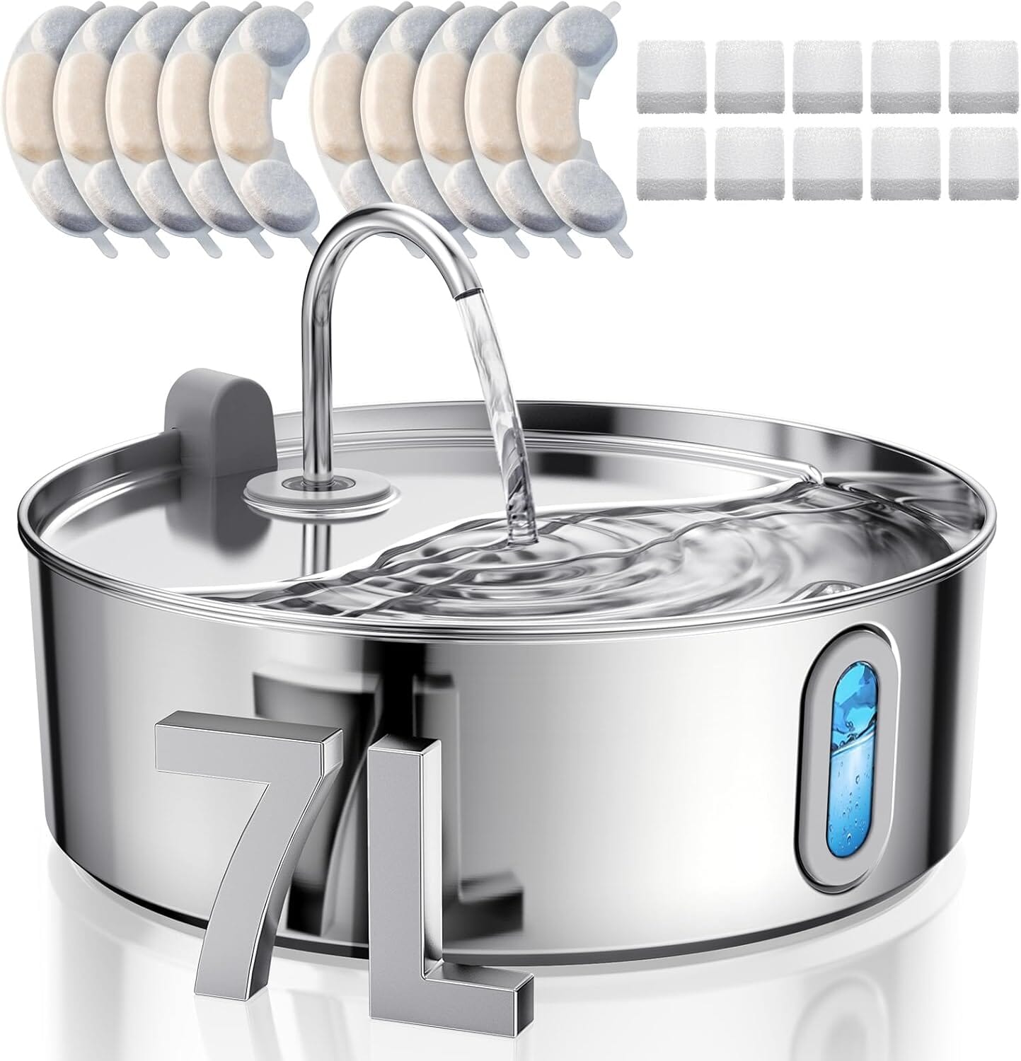 7L/236oz Stainless Steel Dog Water Bowl Dispenser
