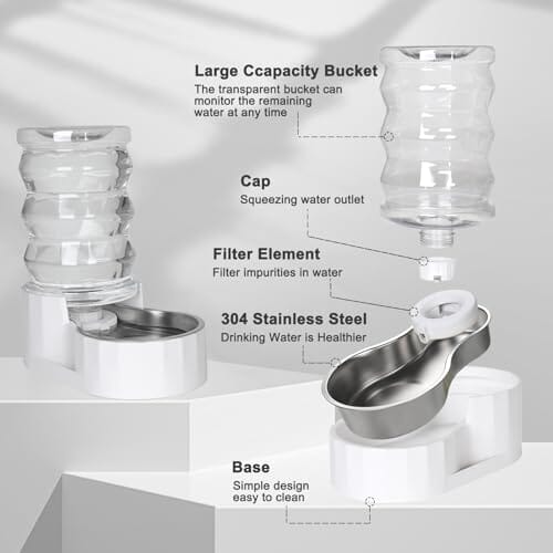 8L Pet Waterer Gravity Stainless Steel Water Dispenser