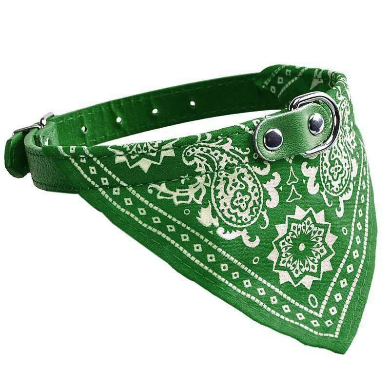 Adjustable Pet Collar Bandana - 5 Colors Cat Care & Grooming Pet Clever Green S 