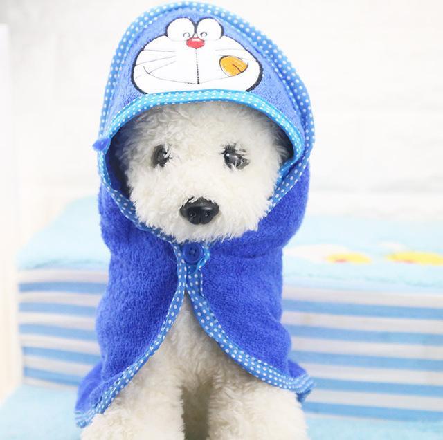 Adorable Colorful Pet Bathrobe Towels Pet Clever Navy Blue SMALL 