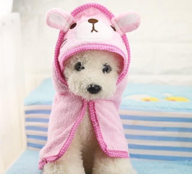 Adorable Colorful Pet Bathrobe Towels Pet Clever Pink SMALL 
