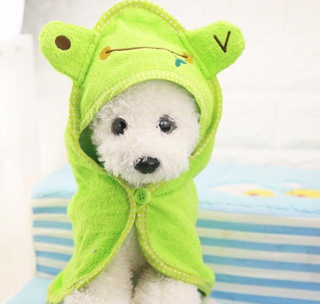 Adorable Colorful Pet Bathrobe Towels Pet Clever Green SMALL 