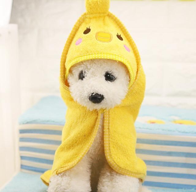 Adorable Colorful Pet Bathrobe Towels Pet Clever Yellow SMALL 