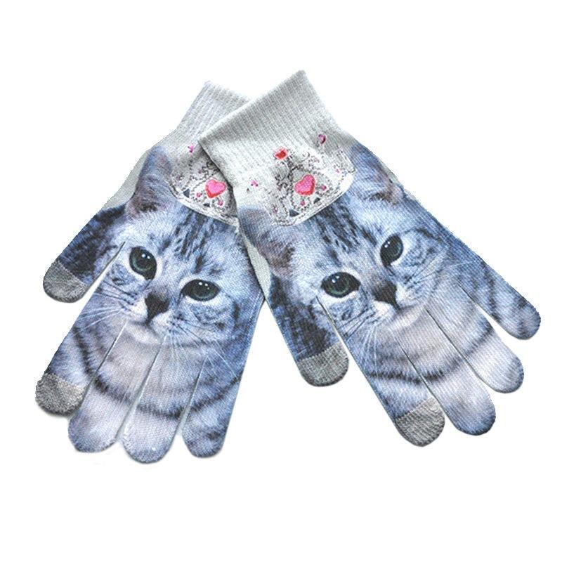 Adorable Touch Screen Winter Gloves for Smart Phones Cat Design Accessories Pet Clever Cat 