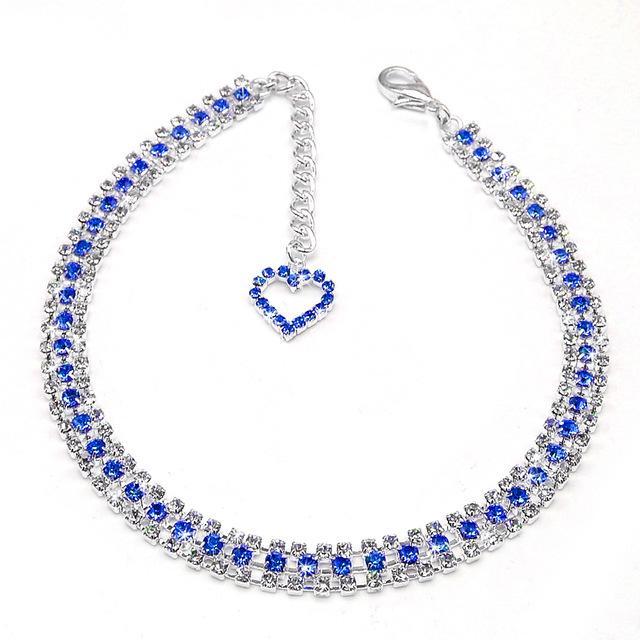 Bling Rhinestone Dog Collar Necklace Dog Leads & Collars Pet Clever Blue 