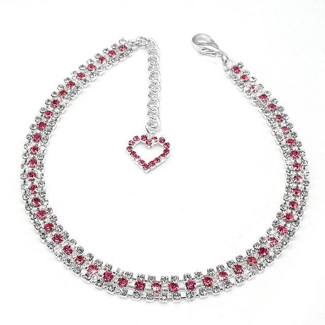 Bling Rhinestone Dog Collar Necklace Dog Leads & Collars Pet Clever Pink 