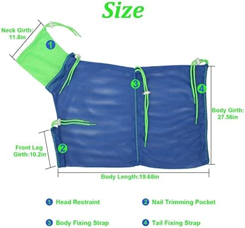 Breathable Mesh Cat Shower Bag Anti Scratch Adjustable Cat Grooming Bag