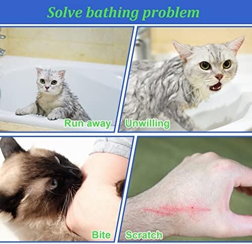 Breathable Mesh Cat Shower Bag Anti Scratch Adjustable Cat Grooming Bag