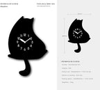 Cartoon-Style Cat-Shaped Pendulum Wall Clock