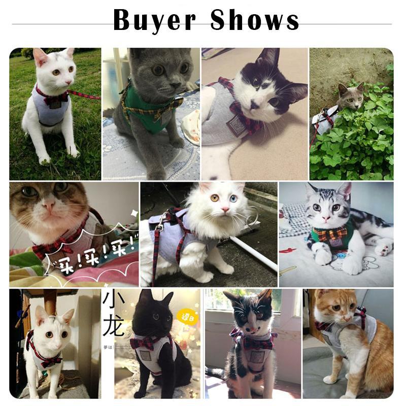 Cat Collar Adjustable Harness Leash British Style Cat Clothing Pet Clever 