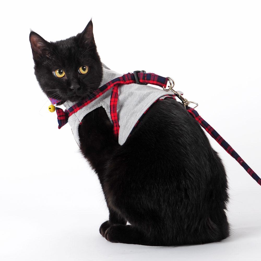 Cat Collar Adjustable Harness Leash British Style Cat Clothing Pet Clever 