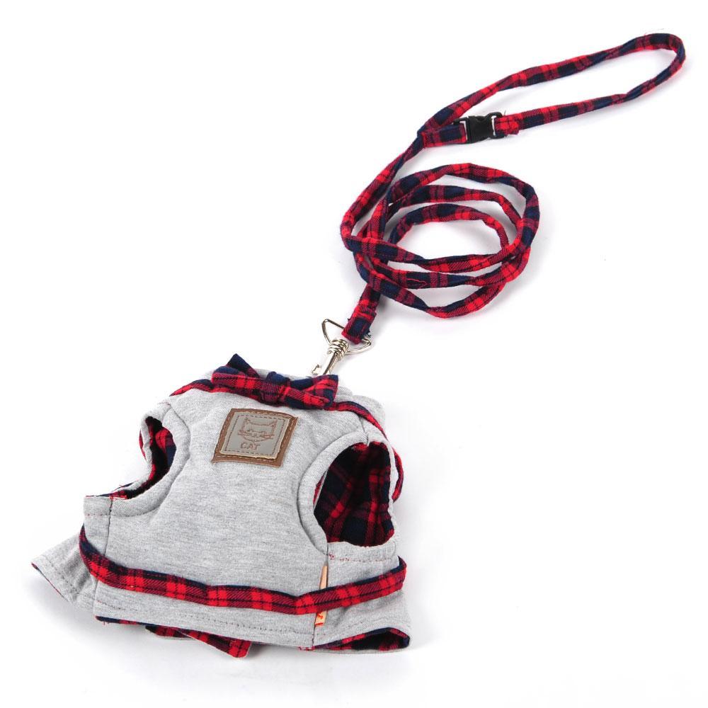 Cat Collar Adjustable Harness Leash British Style Cat Clothing Pet Clever 