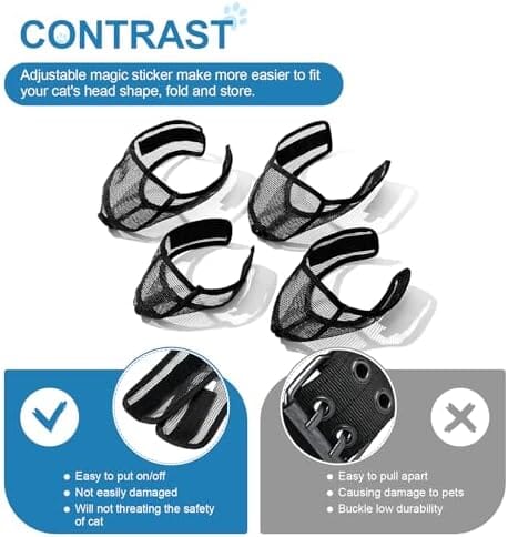Cat Muzzle for Grooming Nail Trimming with Soft Mesh Covered, Prevent Biting Chewing