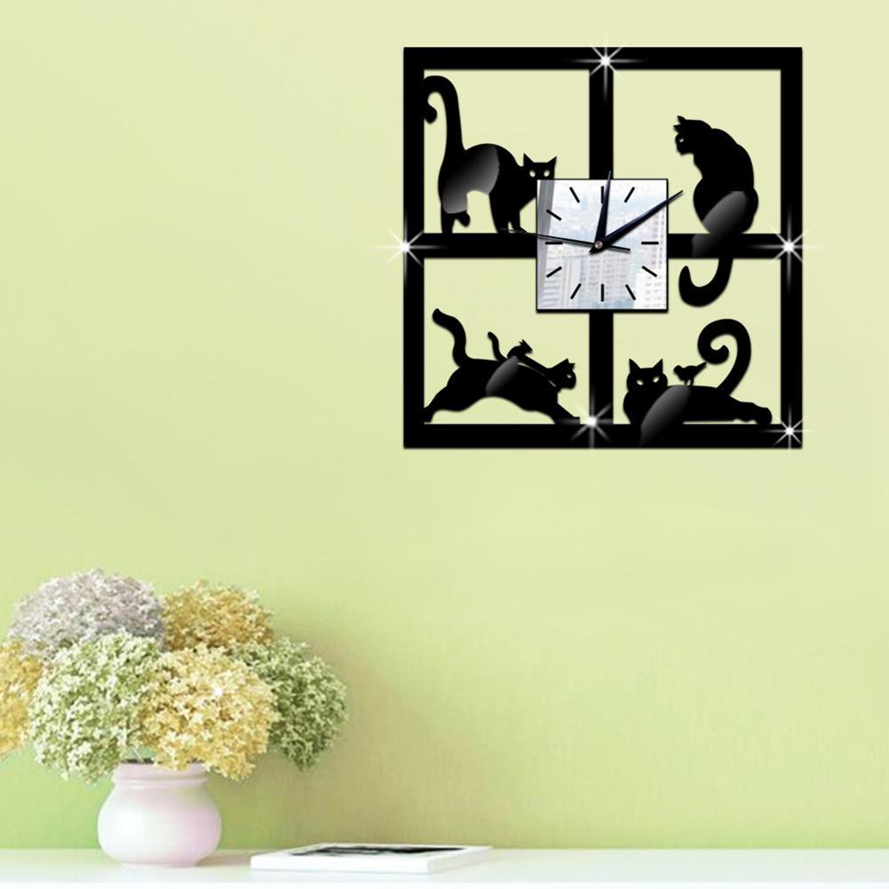 Cat Wall Clock Home Decor Cats Pet Clever 