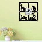 Cat Wall Clock Home Decor Cats Pet Clever 