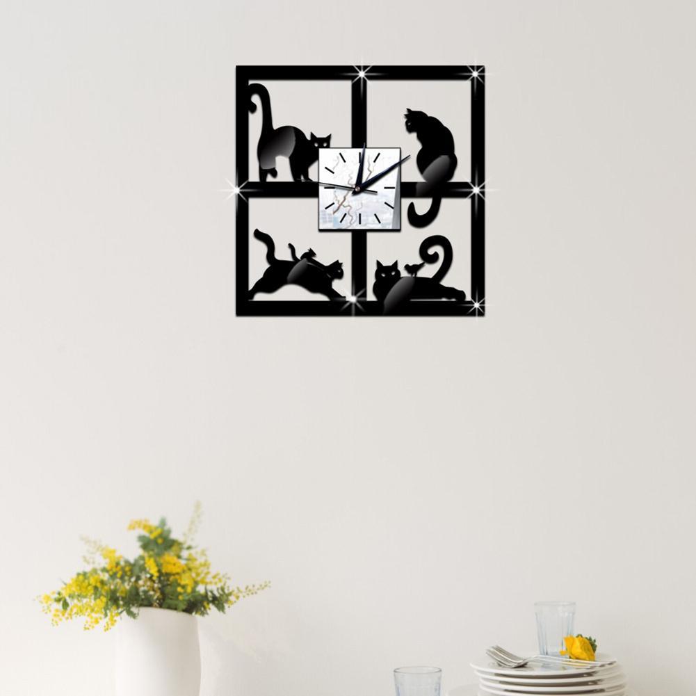 Cat Wall Clock Home Decor Cats Pet Clever 