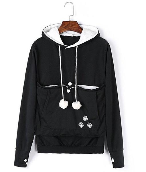 Catagaroo Hoodies with Kangaroo Pouch For Your Cat Cat Carriers Pet Clever Black S 