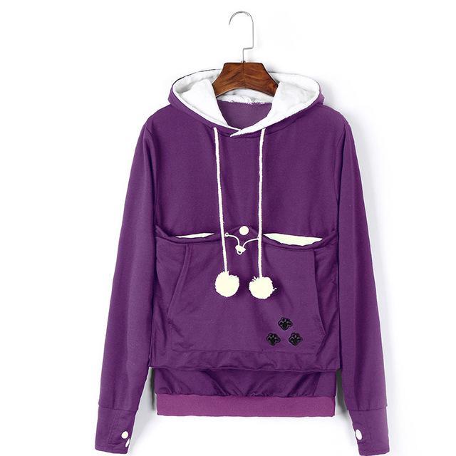 Catagaroo Hoodies with Kangaroo Pouch For Your Cat Cat Carriers Pet Clever Purple S 