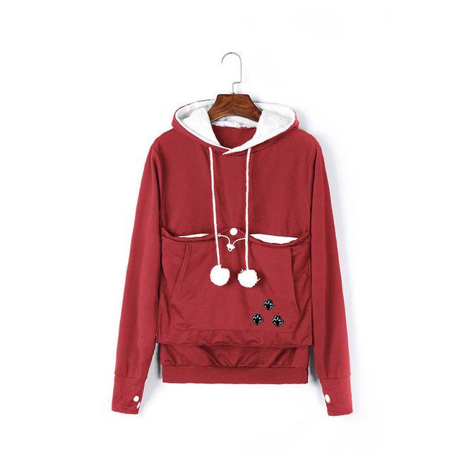 Catagaroo Hoodies with Kangaroo Pouch For Your Cat Cat Carriers Pet Clever Red S 