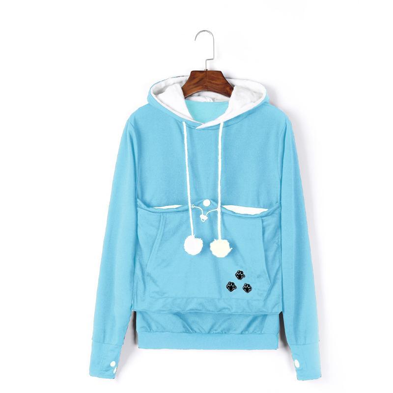 Catagaroo Hoodies with Kangaroo Pouch For Your Cat Cat Carriers Pet Clever Blue S 