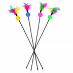 Cute Design Wire Wand Colorful Feather Teaser Cat Toy Cat Toys Pet Clever 2Pcs set C 