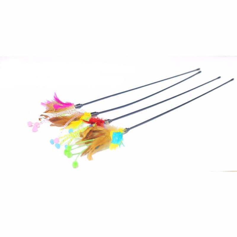 Cute Design Wire Wand Colorful Feather Teaser Cat Toy Cat Toys Pet Clever 