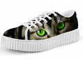 Cute Green Eyes Cat Printing Casual Lace-up Platform Creepers Shoes Cat Design Footwear Pet Clever US 5 - EU35 -UK3 