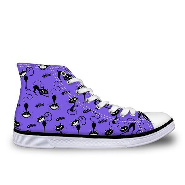 Cute High Top Casual Cat Design Shoes for Women Cat Design Footwear Pet Clever J 