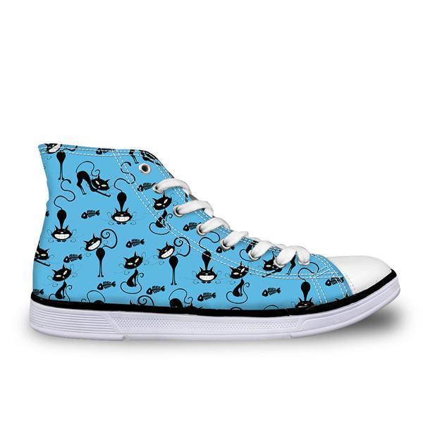 Cute High Top Casual Cat Design Shoes for Women Cat Design Footwear Pet Clever K 
