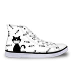 Cute High Top Casual Cat Design Shoes for Women Cat Design Footwear Pet Clever E 