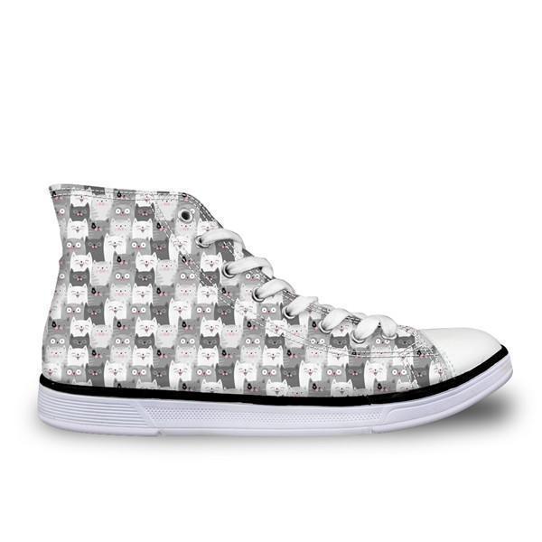 Cute High Top Casual Cat Design Shoes for Women Cat Design Footwear Pet Clever N 