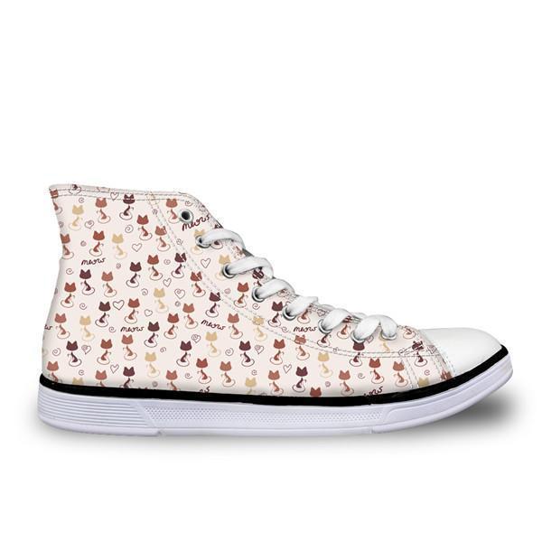 Cute High Top Casual Cat Design Shoes for Women Cat Design Footwear Pet Clever L 