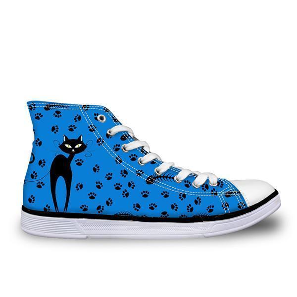 Cute High Top Casual Cat Design Shoes for Women Cat Design Footwear Pet Clever D 